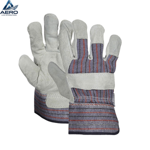 Guantes de trabajo de cuero con logotipo personalizado a bajo precio, guantes de trabajo de cuero para hombre para seguridad de las manos, uso en exteriores. - Product Image 1
