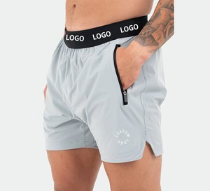 Pantalones cortos de gimnasio para correr de 5 pulgadas con logotipo personalizado para hombre, dobladillo dividido, lona de algodón 100% Sostenible, transpirables, ligeros, informales de secado rápido - Product Image 4