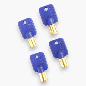 Serrures à clé anti-effraction pour jeux d'arcade # 6086 Ensemble de 4 accessoires neufs en alliage métallique bleu pour machine de divertissement, emballage compact - Product Image 1