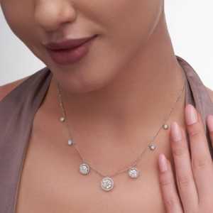 Collier ras de cou en diamant Stellar Charm vintage Luxe 5,09 Ct pour femmes en or blanc 14 carats, bijoux de laboratoire - Product Image 1