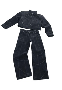 ชุดสูทกางเกงยีนส์สำหรับผู้ชายชุดเสื้อแจ็กเก็ตผ้ายีนส์ฟอกสีพิมพ์ลาย - Product Image 2