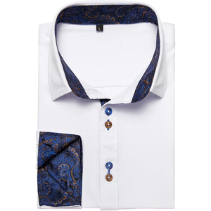 Chemise habillée en sergé à manches longues en coton de qualité supérieure pour hommes, imprimé élégant, décontracté et formel pour l'hiver - Product Image 5