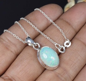 Meilleur bijou Opale éthiopienne 925 Sterling Silver Gemstone Chain Pendant october Birthstone Natural Stone Gift For Birthday - Product Image 4