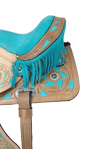 Ensemble de selles de cheval en cuir véritable de qualité supérieure parfaitement assorti aux courses anglaises d'endurance occidentale pour l'équitation - Product Image 4
