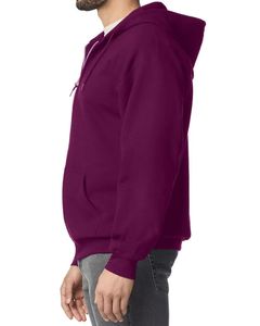 Sudadera con capucha unisex con cremallera completa en color granate oscuro, sudadera con capucha de forro polar con cremallera completa, impresión de logotipo personalizado OEM, ropa informal diaria para hombres y mujeres - Product Image 5