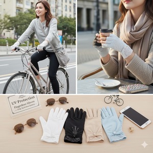 Gants de protection solaire sans doigts à la mode pour femmes Protection UV antidérapante Durable écologique hiver cyclisme pêche en plein air quotidien - Product Image 3
