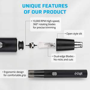 Tondeuse à poils de nez professionnelle 4-en-1 pour hommes, sans douleur, rechargeable par USB, étanche IPX6, facile à utiliser - Produit en plastique pour la maison - Product Image 6