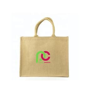 Vente en gros d'usine de sacs à main en toile de jute imprimés personnalisés sac fourre-tout en jute écologique réutilisable fournisseur de sacs à provisions en jute - Product Image 1
