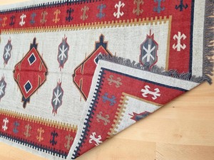 Tapis Kilim Rectangulaire Fait Main en Laine Acrylique à Motif Géométrique, Tissage Plat, avec Support en Jute pour Salon - Product Image 2