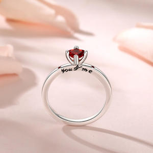 Jeulia You & Me Heart Engagement <b>Ring</b> in Sterling <b>Silver</b> with Ruby - Product Image 4