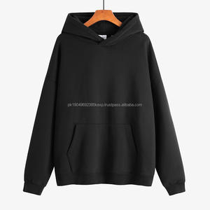 Sweat-shirts épais en coton uni sans cordon, personnalisés avec un logo brodé, impression puff pour hommes, 400 g/m² - Product Image 1