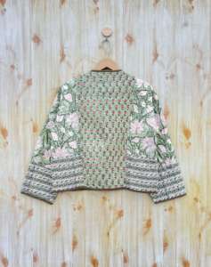 เสื้อแจ็กเก็ตผ้าฝ้ายพิมพ์ลายดอกไม้แบบกลับด้านได้สำหรับผู้หญิงเสื้อแจ็คเก็ตลำลองใส่ได้ทุกฤดู - Product Image 2