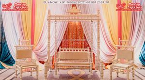 Maravillosa ceremonia maya decoración columpio configuración Punjabi boda Sangeet escenario Jhula decoración Punjabi brazalete ceremonia escenario columpio Decoración - Product Image 3