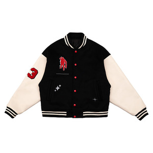 Flyingkick Enterprises High Street Style Good Quality Oversized Embroidery <b>Letter</b> Customized Street-Wear Logo <b>Jacket</b> <b>Men</b> - Product Image 1