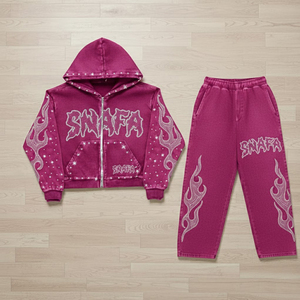 Nueva llegada, ropa de invierno cálida, chándal con pedrería, logotipo personalizado de alta calidad, chándales de algodón transpirable con pedrería para hombre - Product Image 1