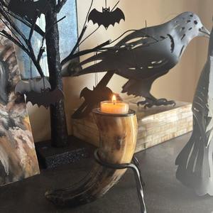 Decoración para el Hogar y Decoración Festiva, Decoración de Cuerno Natural, Portavelas con Atrapasueños, Técnica Pulida - Product Image 5