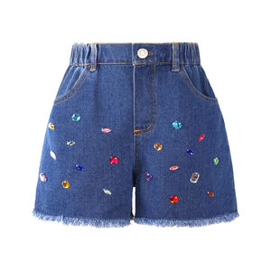 Pantalones cortos de mezclilla con diamantes de imitación brillantes Ropa de verano de moda Pantalones cortos de mezclilla con diamantes de imitación personalizados de cintura alta para mujer - Product Image 2