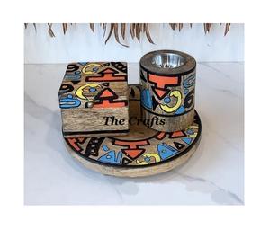 Wooden Bakhoor Burner Mabkhar with Storage Box Round <b>Tray</b> High Quality Religious Traditional Hotel Home Fragrance <b>Oil</b> Burner Set - Product Image 1