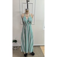 Robe longue élégante à bretelles spaghetti et col drapé avec fente avant, motif imprimé, idéale pour la plage et les sorties décontractées, par Jane's Women's.