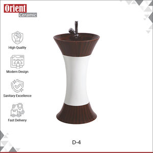 Pedestal de lavabo duradero de diseñador de cerámica blanca de artículos sanitarios de suministro a granel de alta calidad para baños a la venta - Product Image 2