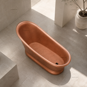 Bañera Ovalada de Cobre Sólido Forjada a Mano, Estilo Moderno Antiguo, Independiente, Divris DRC-7310 - Product Image 4