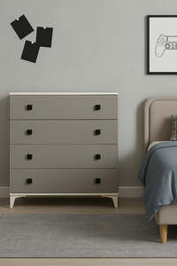 Commode de rangement Arion Modern Deniz pour enfants et adolescents avec tiroir, corps large en MDF et pieds en bois - Product Image 4