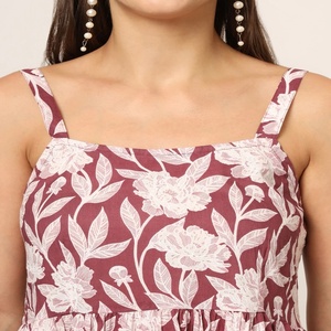 Vestido Étnico Largo con Tirantes y Estampado Floral Vintage de Primera Calidad para Mujer, 100% Algodón, Precio al por Mayor - Product Image 6