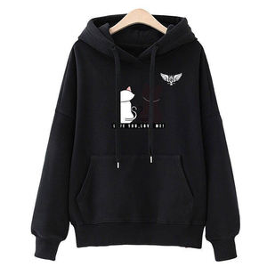 Sudadera con Capucha Roja para Mujer, con Estampado Gráfico de Gatos, Sudadera con Capucha para Parejas, Ropa Casual de Calle, Top de Invierno - Product Image 3