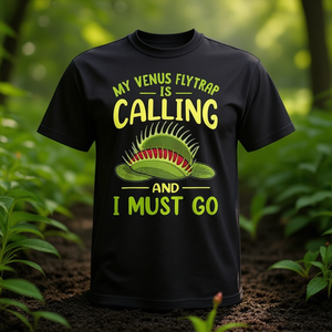 Camiseta Venus Flytrap negra con cuello redondo, unisex, manga corta, diseño humorístico, regalo para amantes de las plantas - Product Image 3