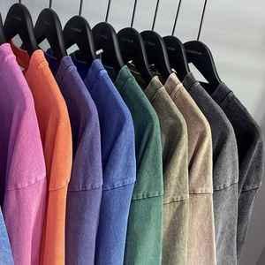 Camiseta de Manga Corta para Hombre, Estilo Nuevo, Cómoda, Lisa, con Lavado Ácido, Logotipo Personalizado, Cuello Redondo, Ropa Casual, 220 Gramos, No Tejida - Product Image 2