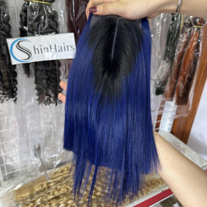 Ombre Blue Bone Straight Raw Hair 100% Cabello humano vietnamita para mujeres negras Estilos con precio al por mayor barato - Product Image 1