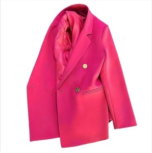 Blazer de lana informal para mujer, chaqueta de manga larga de algodón suave, puños enrollados, bolsillos delanteros, botón de estilo callejero diario, 2025 - Product Image 2