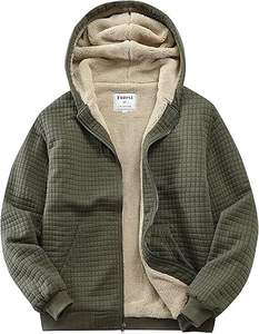 Wholesale Winter Warm Wool Jogging Sweatshirt for <b>Men</b> Custom Oversized <b>Sherpa</b> Lined Zipper <b>Hoodie</b> Embroidered Techniques - Product Image 4