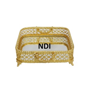 Plateau de service en métal et verre design fait à la main Home Hotel Restaurant Hotel Supplies Dinner Table Decoration Servant Plateau en métal - Product Image 4