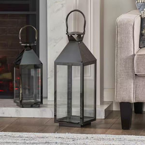 Portavelas de hierro metálico con linterna exclusiva de diseño Premium en 3 tamaños diferentes, vidrio transparente con acabado personalizado, 4 decoración del hogar - Product Image 6