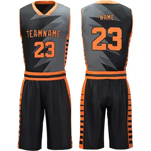 最新のカスタム昇華デザインリバーシブル刺繍バスケットボールユニフォームセット最高の卸売男性バスケットボールジャージーユニフォーム