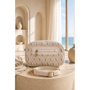 Bolso de Mano y Hombro Beige de Doble Compartimento para Accesorios de Ropa - Product Image 1