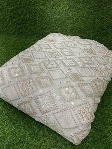 Viscose Georgette Broderie Séquence Tissu Miroir Travail Fantaisie Lahenga pour Dames Style Ethnique Indien Kurti et Choli Costume - Product Image 3