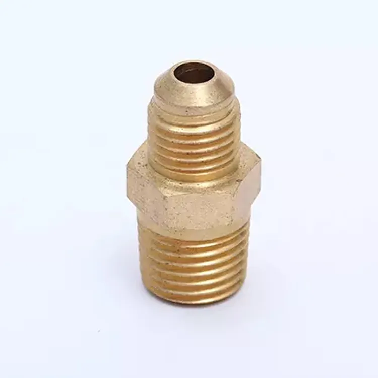 Male Thread Hexagonal Nipple 3/8 "Flare Kuningan Pas