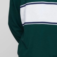 Kaos Rugby Desain Garis-Garis Preppy Sublimasi Custom Print Unisex Jahitan Garis Lengan Panjang Bernapas Anti-Bakteri