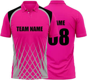 เสื้อกีฬาคริกเก็ตสำหรับผู้หญิงชุดเสื้อทีมโพลีเอสเตอร์ออกแบบชื่อและหมายเลขได้ตามต้องการ - Product Image 3