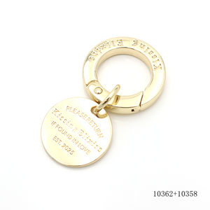 Accessoires <span class=keywords><strong>de</strong></span> sac <span class=keywords><strong>de</strong></span> qualité or clair, vente en gros, gravure personnalisée, breloques porte-clés en métal avec logo circulaire - Product Image 3