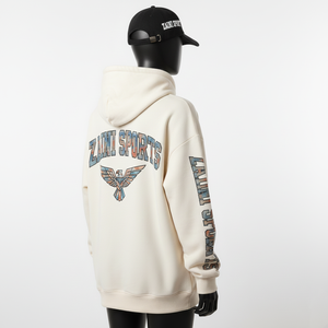 Sweat à capuche pour femme, coton de luxe GSM, polyester, polaire, toucher doux, couleur crème, logo personnalisé imprimé à l'écran, sweat à capuche basique pour femme - Product Image 5