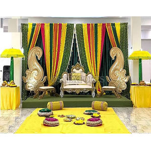 Decoraciones para la Noche de Henna en Bodas Musulmanas, Nuevo en el Reino Unido, Fibra Ligera, Hermoso y Vibrante Juego de Decoración Mehendi Haldi para Escenarios Pakistaníes - Product Image 1