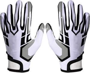 Guantes de fútbol americano para niños de la marca Handlady, stock al por mayor, revestimiento de silicona de cuero sintético dorado, gran agarre antideslizante - Product Image 4