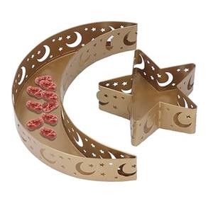 Table de conception classique Dessert conteneur de stockage des aliments affichage plateau en métal de haute qualité Eid Mubarak lune étoile assiette plateaux - Product Image 1