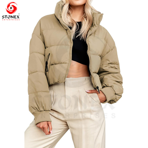 Chaqueta acolchada cálida de invierno hecha a medida de nuevo diseño para mujer, chaquetas acolchadas de manga larga impermeables de fabricación profesional - Product Image 6