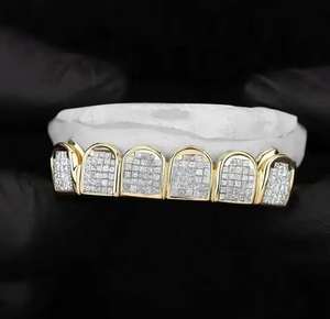 High on Demand Luxury Iced Out Moissanite Rhodium Plated Gold/<b>Silver</b> Grillz for Teeth Custom-Made Hip Hop - Product Image 2