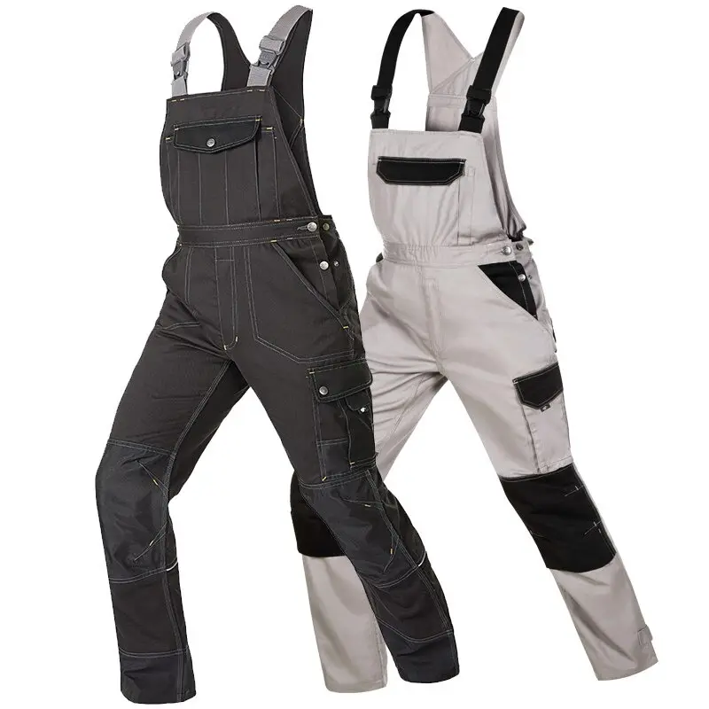 Heavy Duty Work Bib and Brace Overalls with Knee Pads Pocket dark blue work wear Craftsman Bib Brace Overall