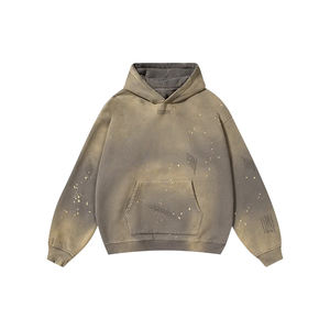 เสื้อฮู้ดผู้ชายแนวสตรีทโอเวอร์ไซส์ล้างกรดแบบสวมหัวออกแบบได้ตามที่ต้องการ - Product Image 3